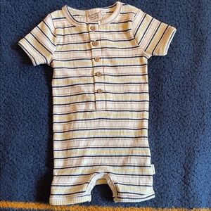 Minymo Striped Short Sleeve Baby Romper